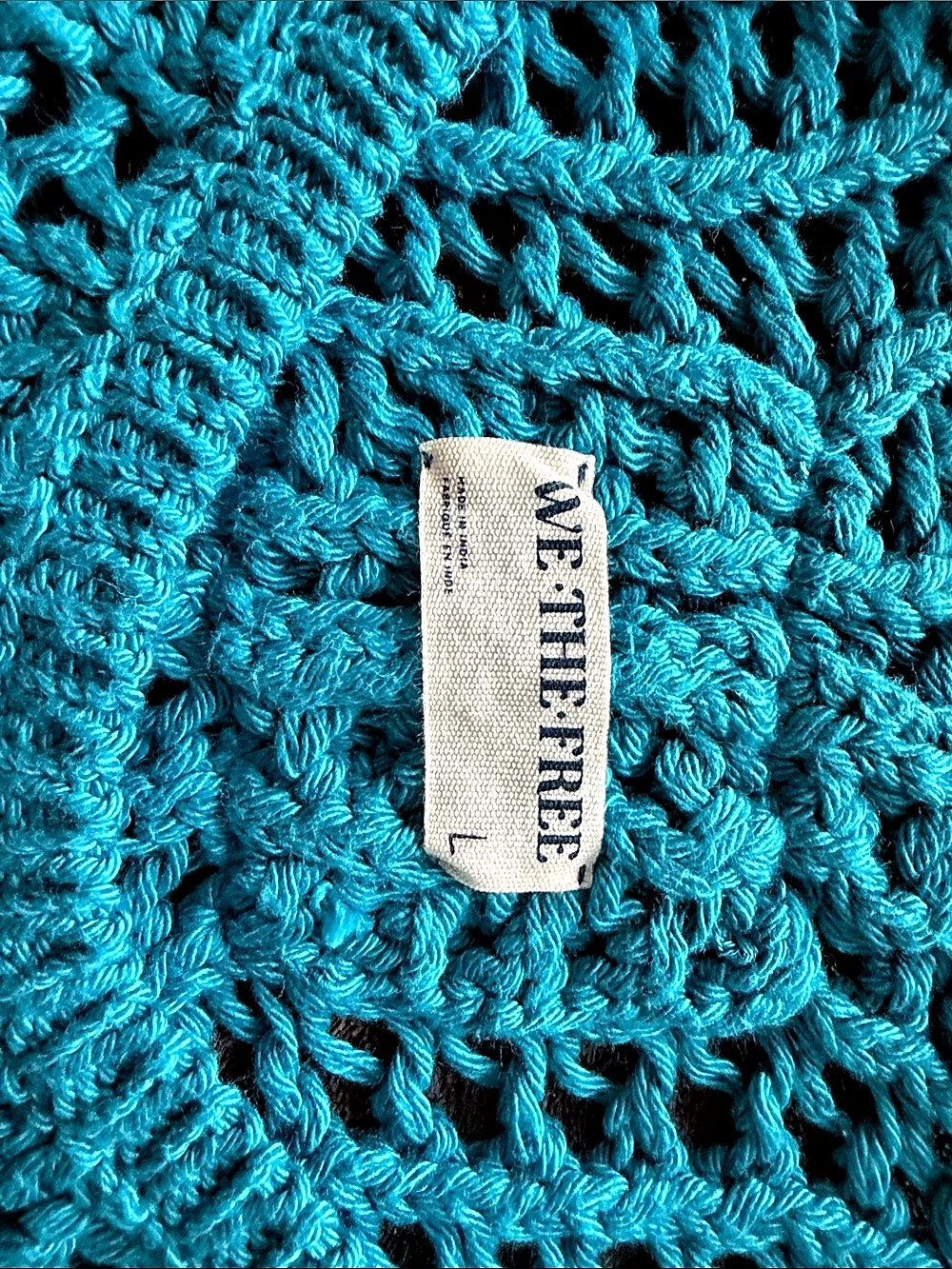 We The Free Open Knit Sweater Blue Large Like New - Picture 2 of 2